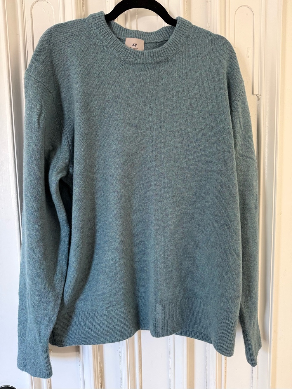 H&M Men's 100% Wool Sweater size XL Heathered Teal Crewneck